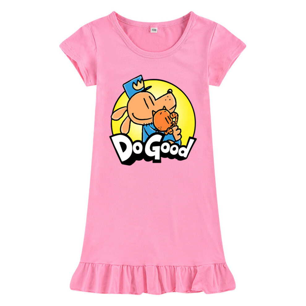 (Pink,Child 150cm)Dogman chemise de nuit ado fille robe dessin animé pyjama été cool coton