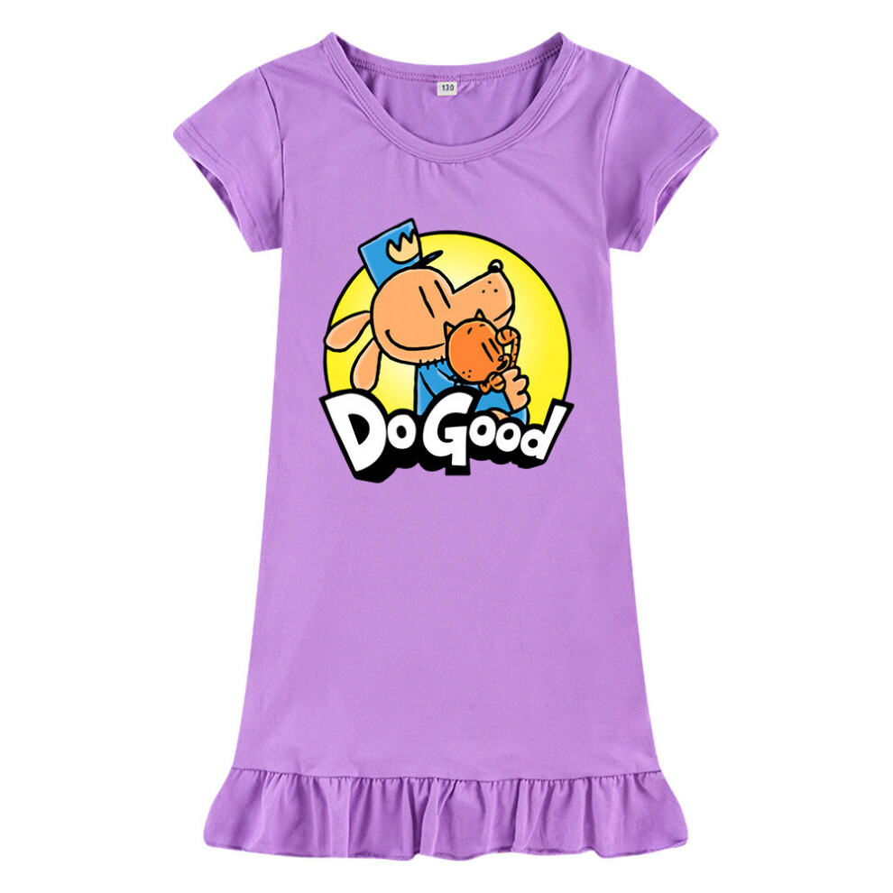 (Purple,Child 100cm)Dogman chemise de nuit ado fille robe dessin animé pyjama été coton cool
