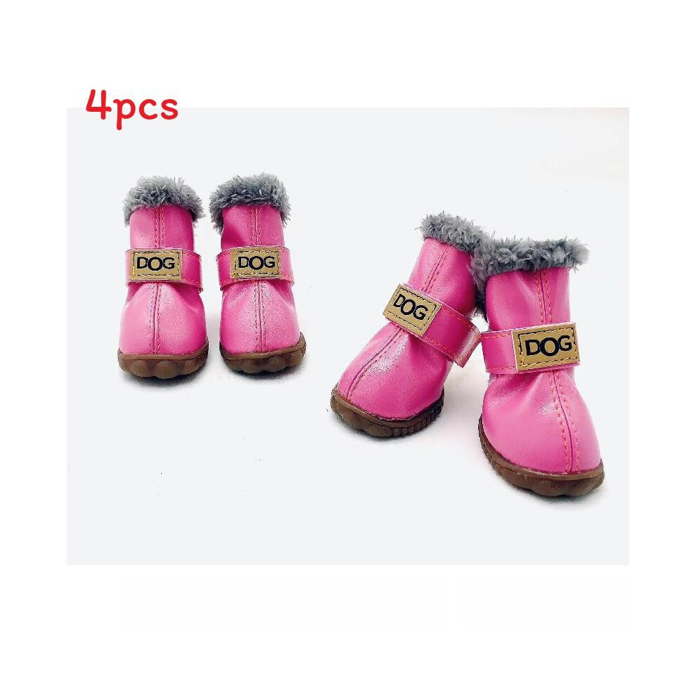 (Hermes Pink,M)Chaussures d'hiver pour animaux de compagnie chien chiot bottes de neige chaudes imperméables chaussures antidérapantes pluie