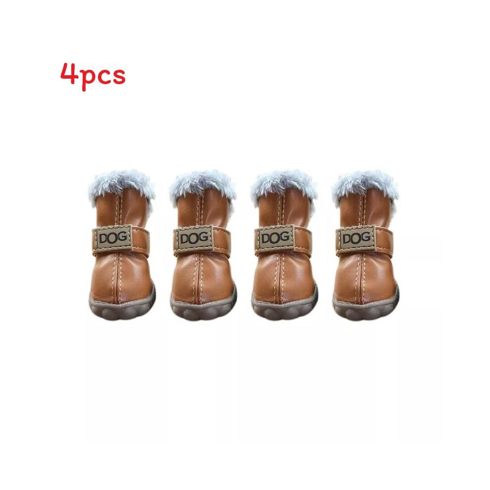 (Brown,XS)Chaussures d'hiver pour animaux de compagnie chien chiot bottes de neige chaudes imperméables chaussures antidérapantes pluie