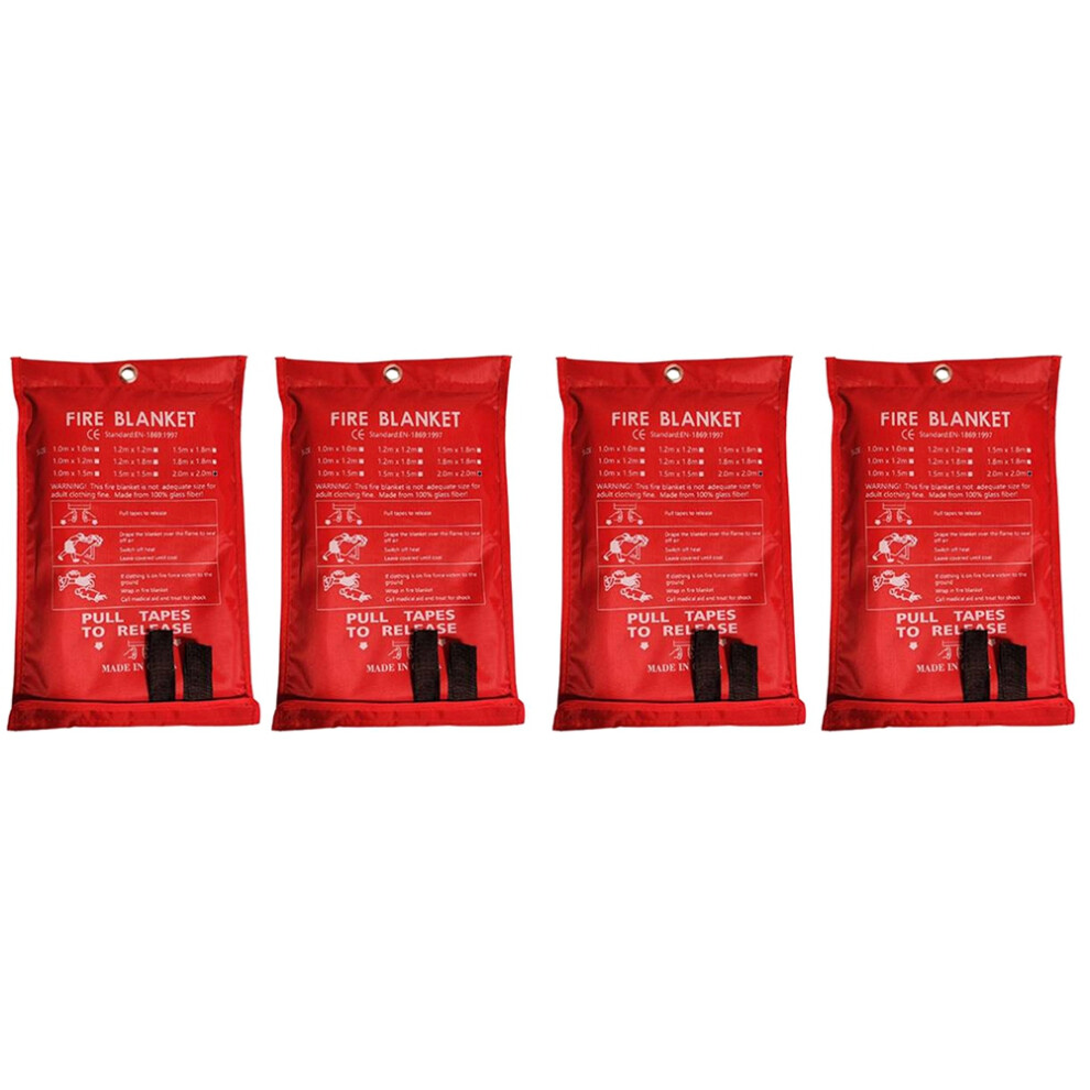 Fire Blanket 4Pcs Emergency Fire Blanket, Fire Blanket, Fire Suppression Blanket For Kitchen, Grill, Fireplace (78.7Inch X 78.7Inch) 4853572060875
