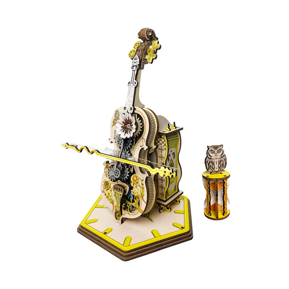 DIY music box 3D Puzzle Cello Wooden Model Kit with Music Box for Adult Hobbyists and DIY Enthusiasts-image-OPC-PGYFHNN-NEW