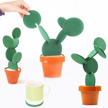 cup mat Coasters DIY Cactus Coaster,Set of 6 Pieces with Flowerpot Holder for Drinks Novelty,Gift for Home Office Bar Decor