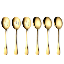Gold Serving Spoons Gold Serving Spoons 6 Pieces, Stainless Steel Serving Utensils with Mirror Polished,3 Serving Spoon and 3 Slotted Spoons