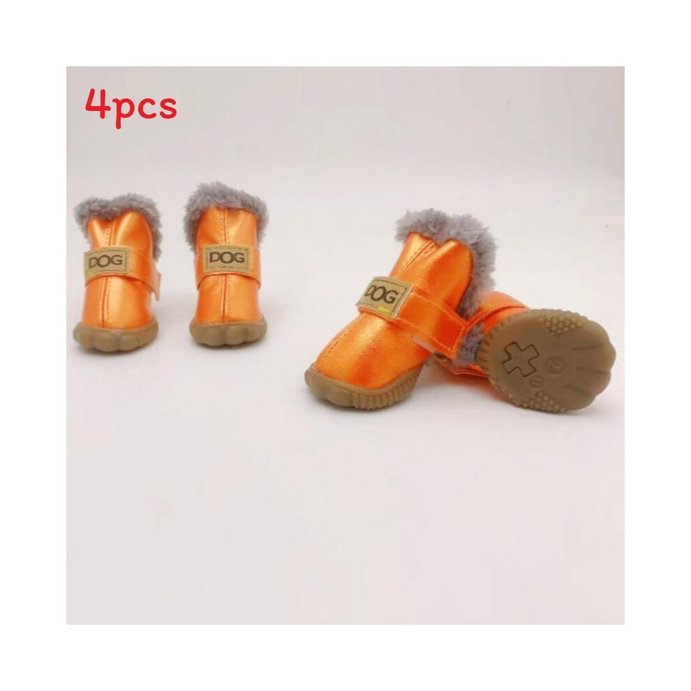 (Orange,M)Chaussures d'hiver pour animaux de compagnie chien chiot bottes de neige chaudes imperméables antidérapantes chaussures de pluie