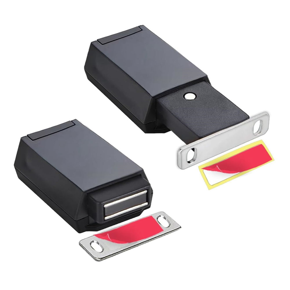 Magnetic Push Latch 2 Pack Heavy Duty Push Latch & Lock for Hidden Door Touch Latches and Catch Magnet Push Release Drawer Pull Tip, Black