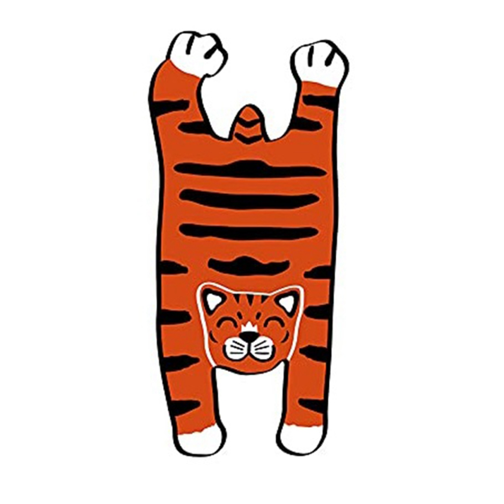 Tapis 60 x 120 cm en forme d'animal - Tapis Kawaii rose léopard tigre - Tapis antidérapant en forme d'animal pour chevet ou sol D
