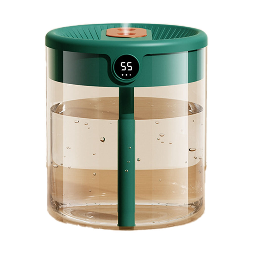 Humidificateur d'air H2O, capacité de 2 L, double buse, avec écran LCD et diffuseur d'huiles essentielles, portable, USB, vert