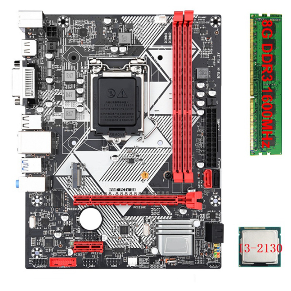 Desktop-Motherboard B75-H Desktop-Motherboard + I3-2130 Cpu + 1X8G DDR3 1600Mhz Ram Lga 1155 Usb 3.0 Sata 3.0 Computer-Motherboard-image
