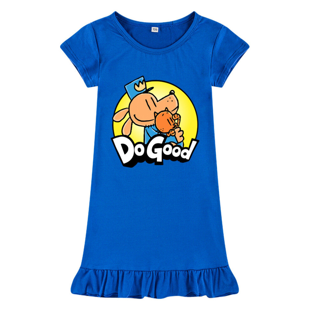 (Blue,Child 120cm)Dogman chemise de nuit ado fille robe dessin animé pyjama été coton cool