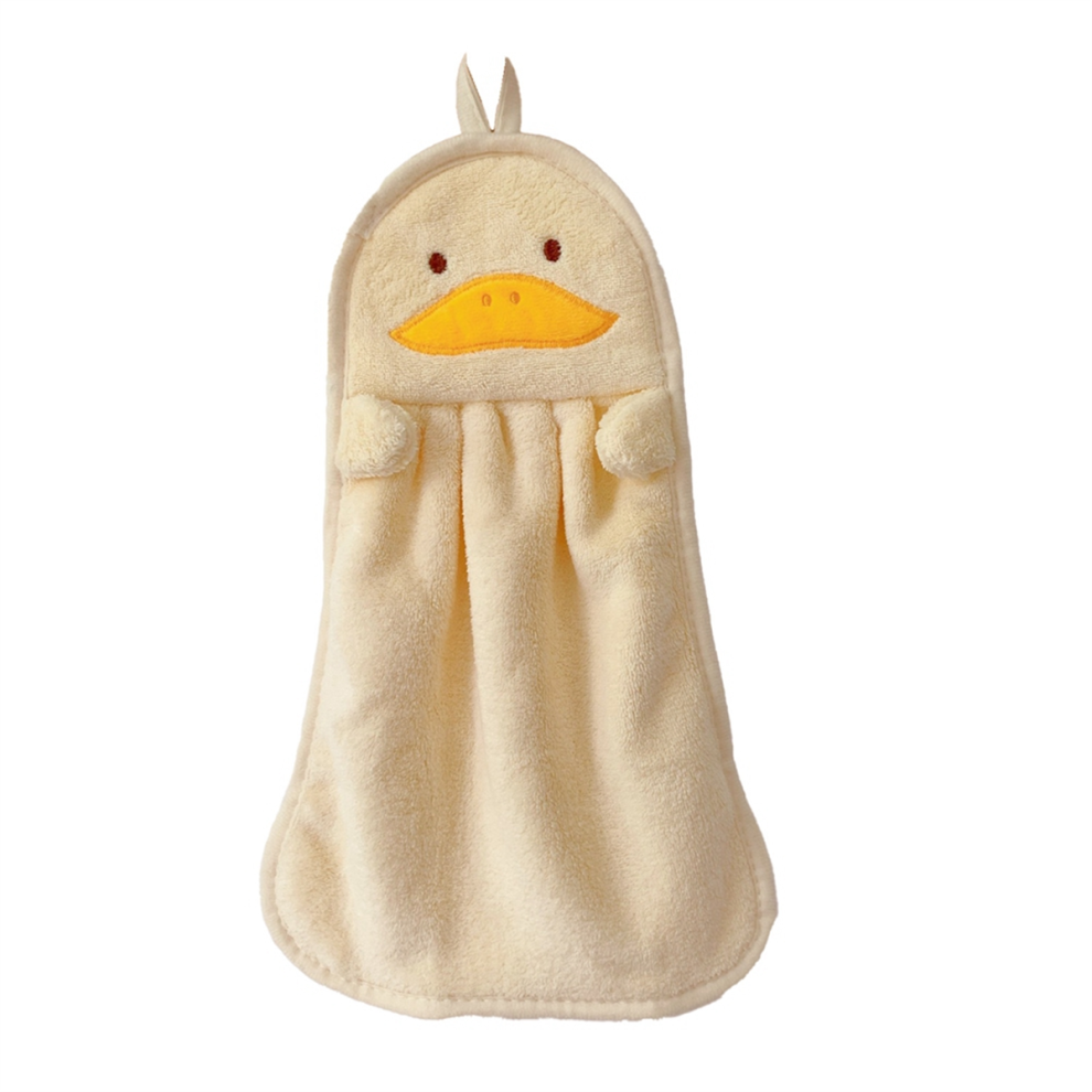 Serviette de toilette absorbante à suspendre pour bébé, motif pingouin et canard, douce pour la peau, pour enfants, jaune