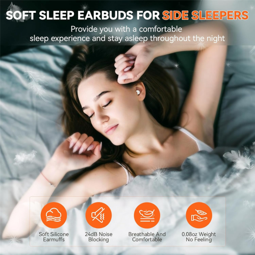 Bluetooth Headphone Sleep Earbuds Wireless Bluetooth Earbuds Mini Tiny Sleep Buds for Sleeping Noise Blocking Wireless Headphones-White 2