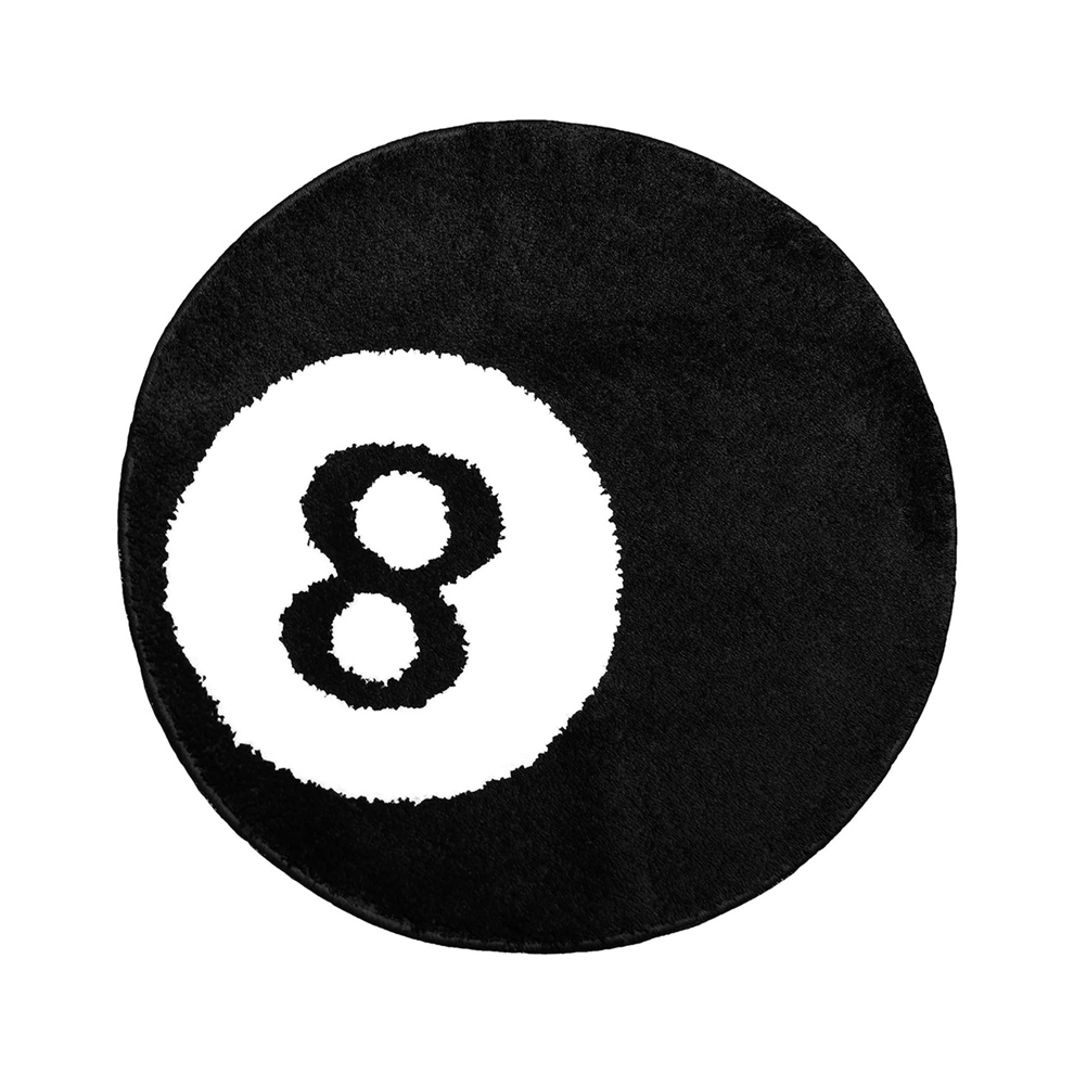 carpet 8 Ball Rug - 32 Inch White & Black Rug - Cool Rugs and Aesthetic Rugs for Bedroom & Living Room