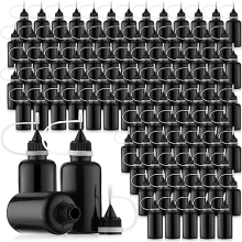 Zwarte naaldpunt lijmflesjes 100 stuks 30 ml/1 oz Zwarte naaldpunt lijmfles Naalden Precisiepunt applicatorfles voor alcoholinkt DIY knutselen acryl