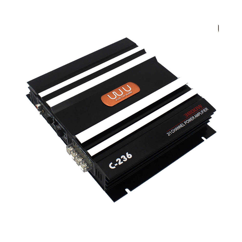 Amplificateur de voiture 3800 W, 2 canaux, alliage d'aluminium noir, haute puissance, pour caisson de basses