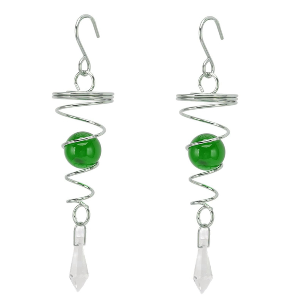 Stabilisateur de vent en spirale à queue rotative, 2 pièces, boule de visualisation, en acier inoxydable, pour l'extérieur, vert