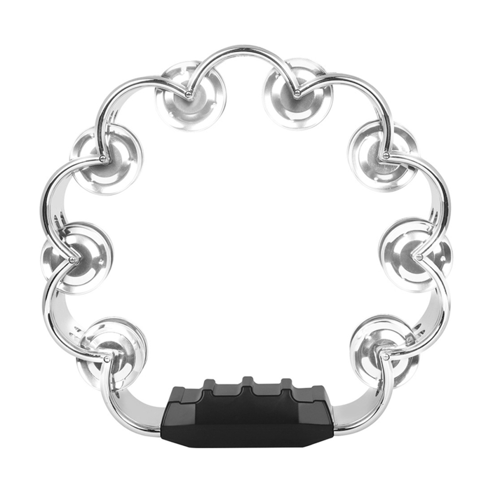 Tambourin à main double couche en forme de fleur de prunier, clochette à main, argent