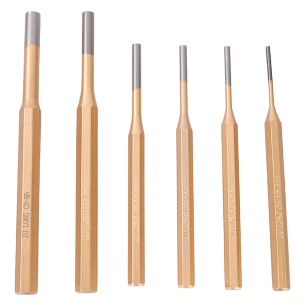 Cylindrical Punch Chisel 6Pcs 3-8Mm Cylindrical Punch Chisel Alloy Steel Steel Round Head Center Punch Chisel Percussion Punch Needle Hand Tools 4852384783422