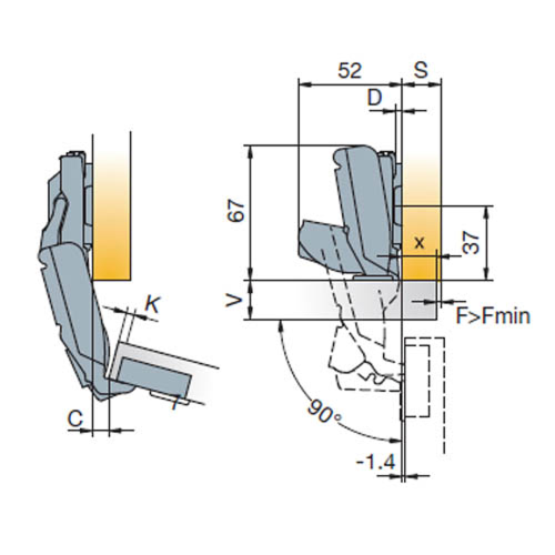 Titus T-Type 170° Full Overlay Hinge Soft Close 701-0ET0-054 1