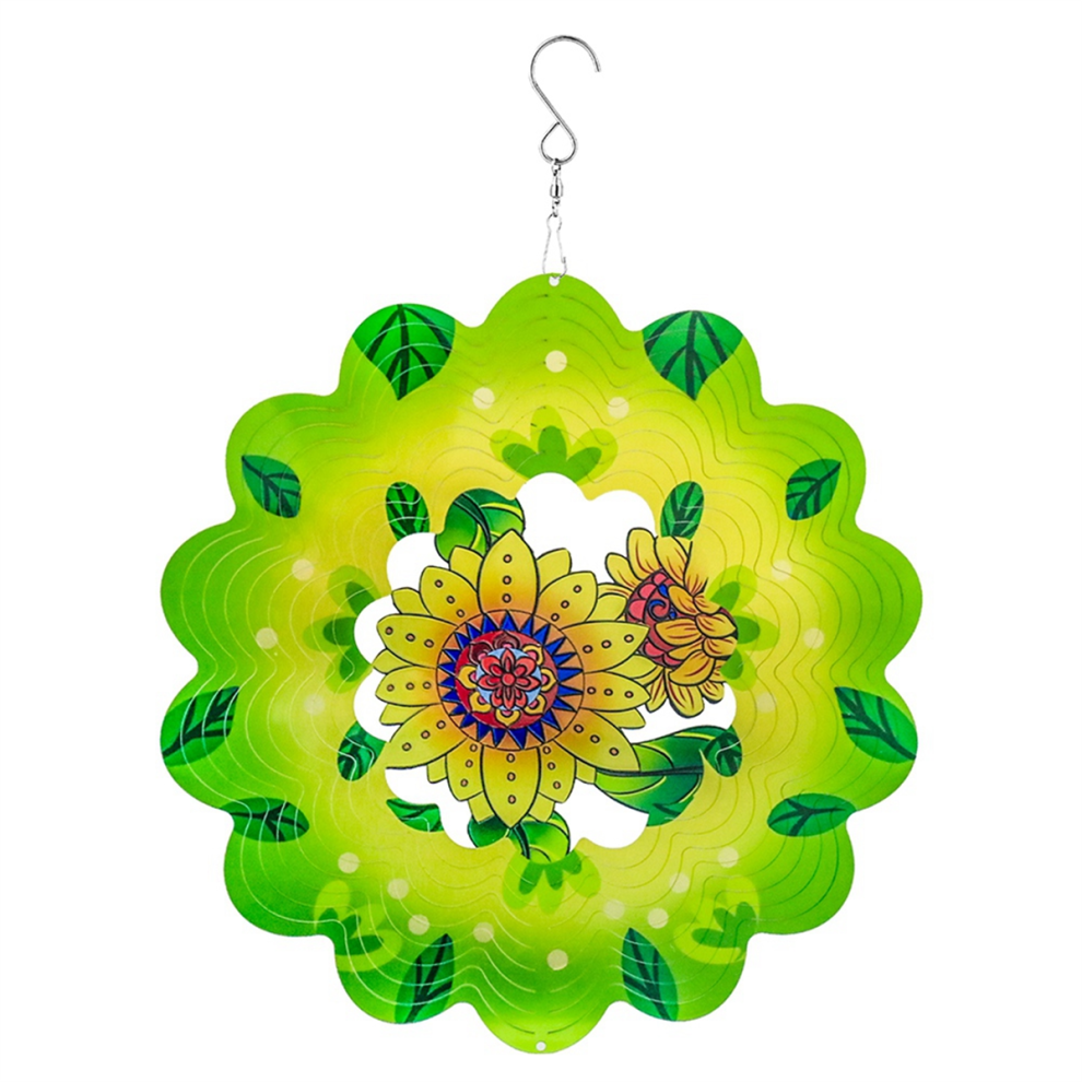Moulin à vent 3D Tournesol 30,5 cm Découpe laser Suspendu Métal Cinétique Jardin Art Déco Décoration Intérieure/Extérieure