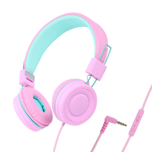 Headphones Children'S Headphones Headset Wired Colorful Laptop Tablet Phone for Learning Online Class Headphones,Pink