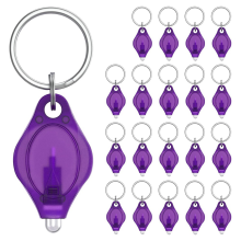 Mini lampe torche porte-clés à LED UV, 10 lumens, portable, détecteur de lumière violette, alimentée par batterie, lot de 20