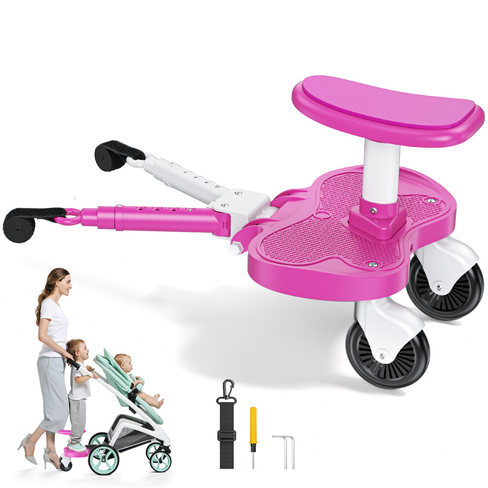 (Universal Buggy Board with Seat,pink) Universal Buggy Board with Seat