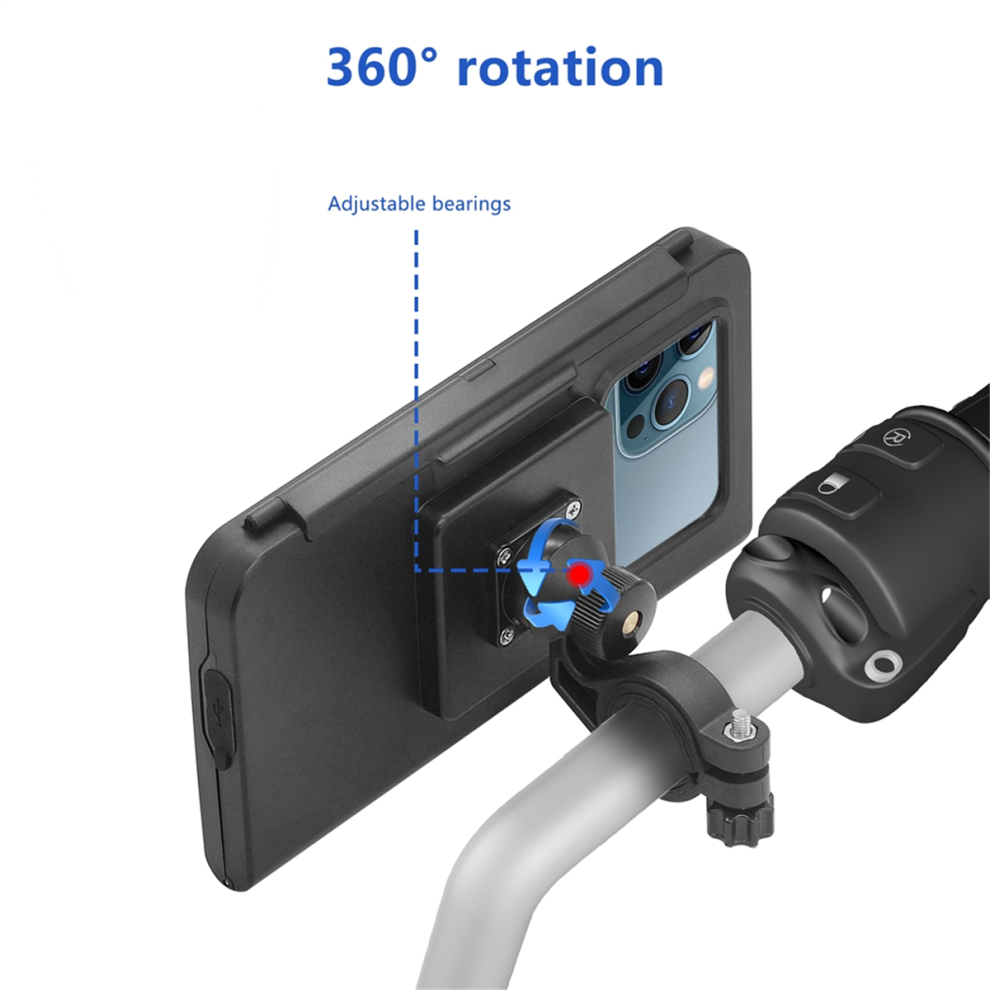 Motorcycle Phone Mount Motorcycle Phone Mount Waterproof, Bike Phone Mount With Handlebar Mount Base & Touch-Screen, 360 Rotation Phone Holder 4852384791144