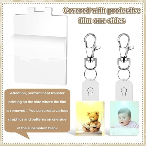 Sublimation Blank Keychain 10 Pcs LED Sublimation Blank Keychain Acrylic Lighted Transfer Rectangular DIY Keychain 2
