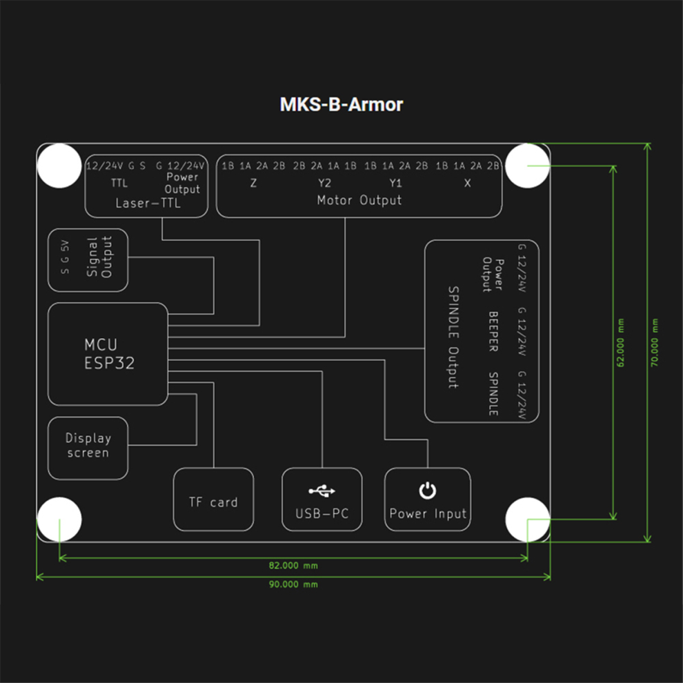 Scheda Madre Mks DLC32 V2.1 32 Bit Scheda Madre Per Incisore Laser + Touch Screen Lcd TS35 + Kit 2XA4988 Controller ESP32 Wifi Offline