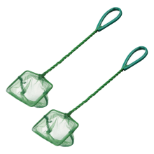 2-Pack Aquarium Fish Nets 8in & 10in - Long-Handled, Plastic-Coated Grip, Soft Fine Mesh, Safe for Fish Tank Cleaning