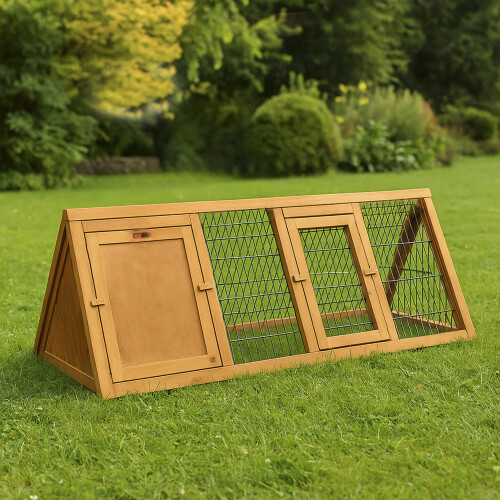 Home Discount Triangle Pet Hutch With Run Wooden Cage Large