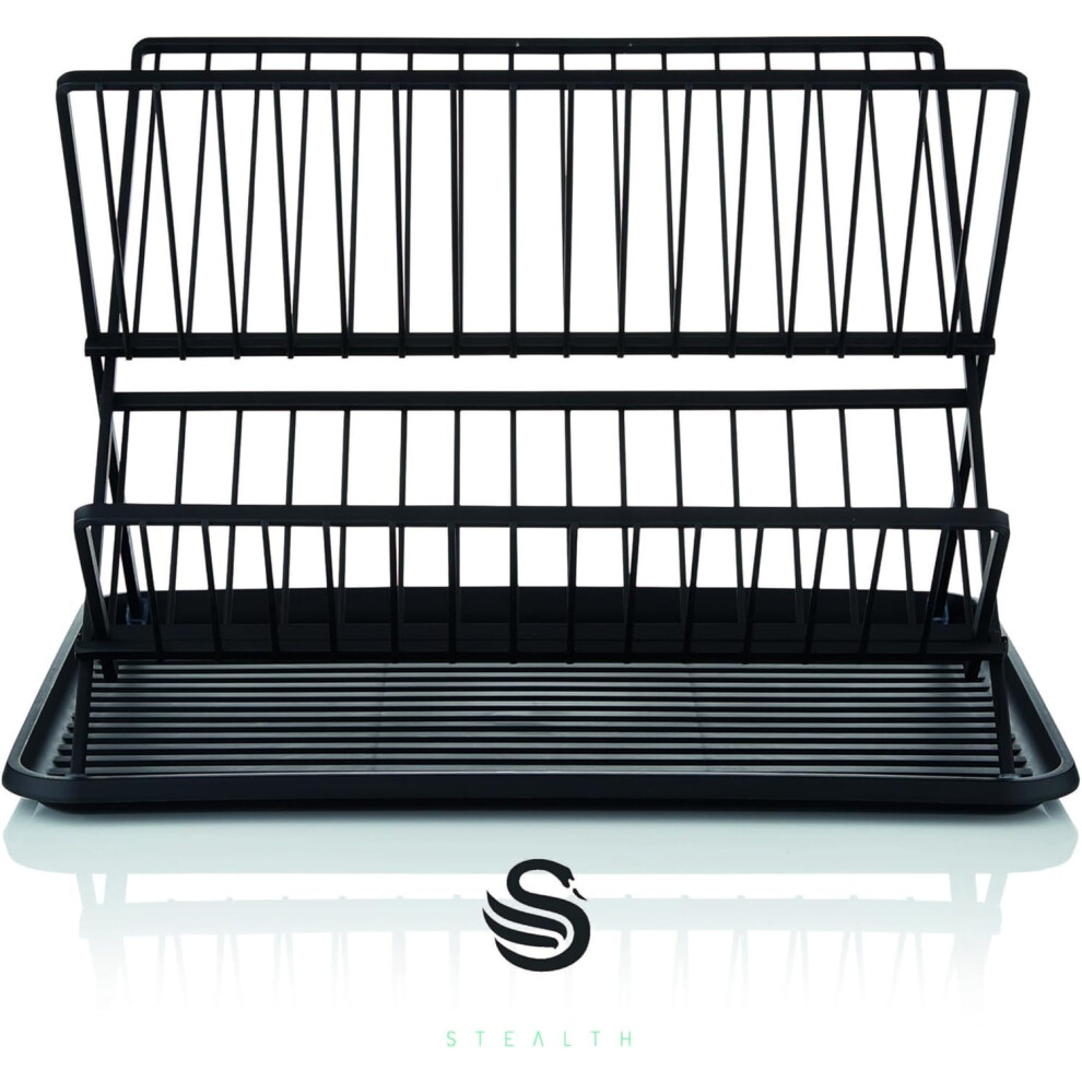 Swan Stealth 15 Plate Collapsible Dish Rack with Removable Drip Tray