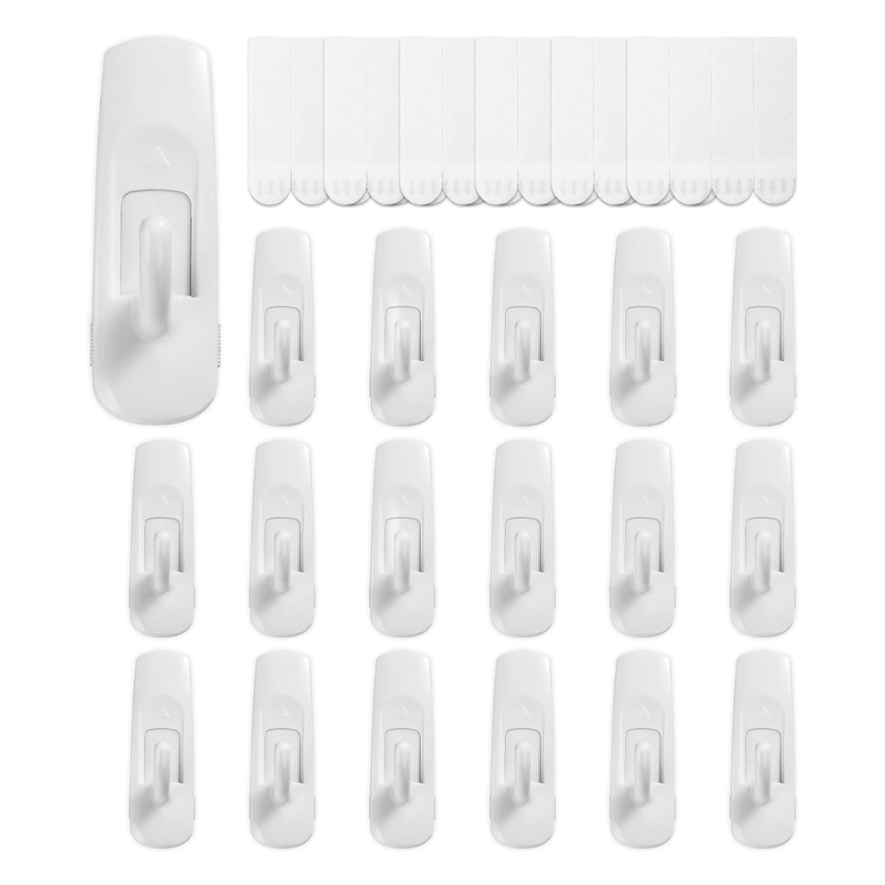 Hooks 18 Hooks+24 Strips, Medium Utility Hooks, Organize Damage-Free Hanging Hooks Heavy Duty With Adhesive Strips 4852384750578