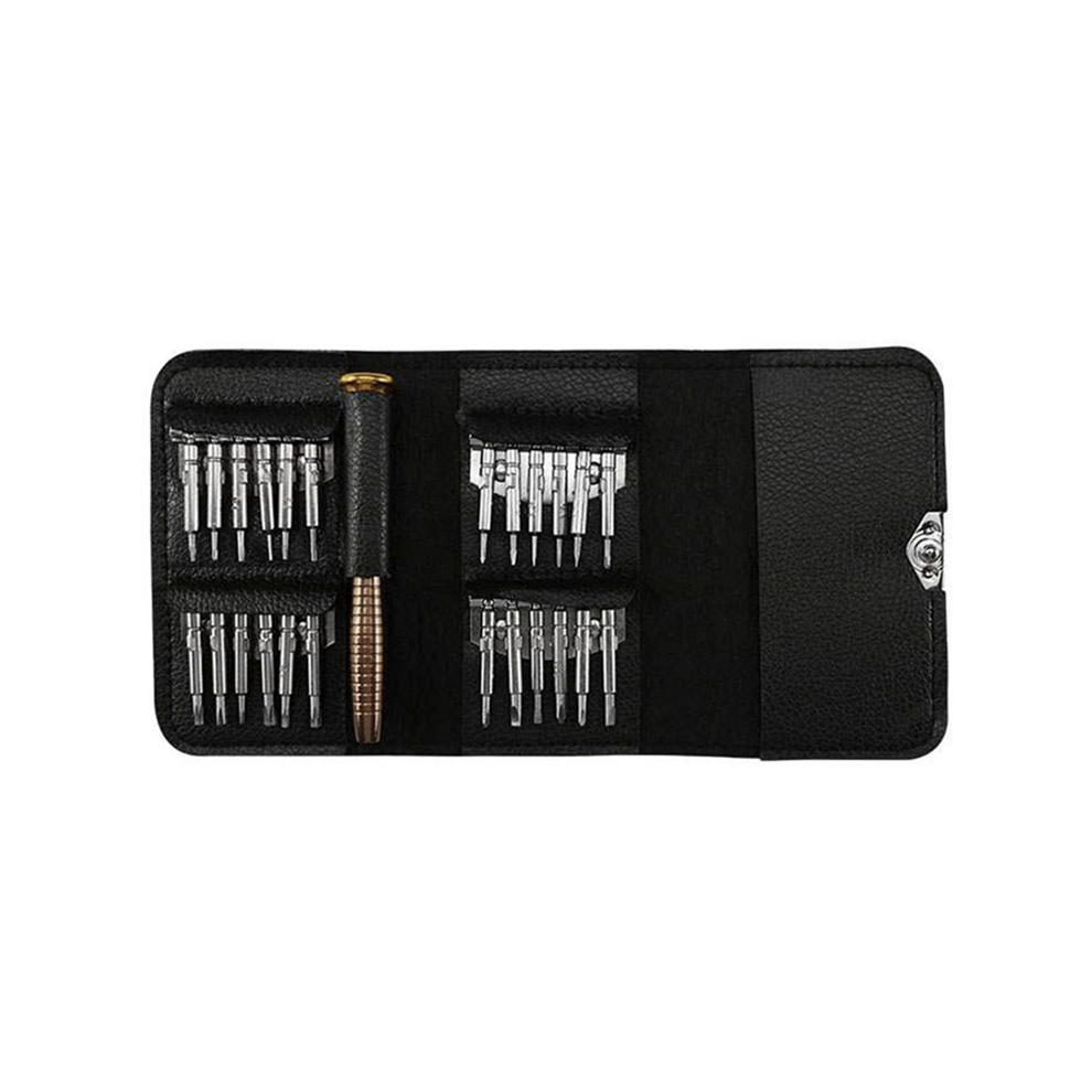 Screwdriver combination set 25-In-1 Multifunctional Leather Case Manual Screwdriver Bit Set Mobile Phone Notebook Maintenance Tool-image-OPC-PGYFV9G-NEW