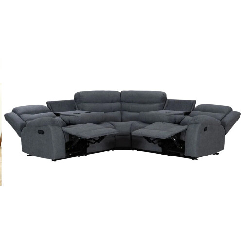 Snugg Furniture Roman Fabric Recliner Corner sofa Grey 1
