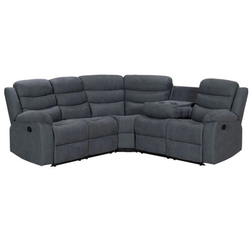 Snugg Furniture Roman Fabric Recliner Corner sofa Grey 2