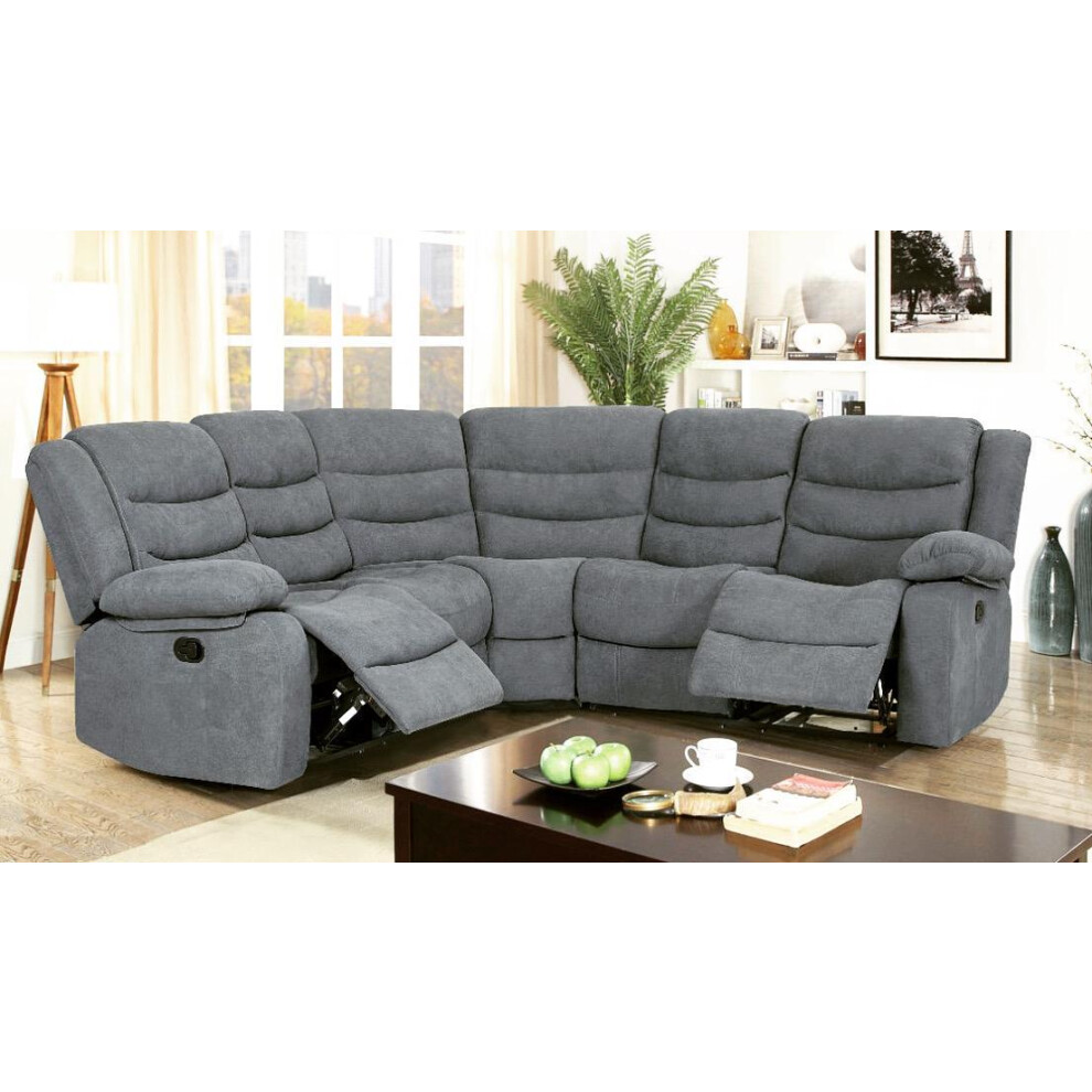 Roman Fabric Recliner Corner sofa Grey