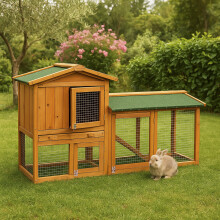 2 Tier Pet Hutch With Run Bunny Rabbit Hutch Cage