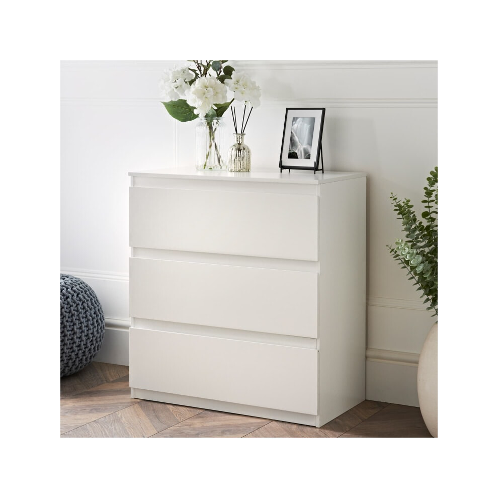 Sienna 3 Drawer Chest storage space for all your personal items-White