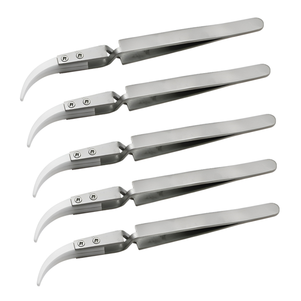 Pinzette, 5 StüCk, Keramikspitze, Elektronische LöTpinzette, Antistatisch, SäUrebestäNdig, PräZisions-Keramikpinzette Mit Spannfutter, A-image
