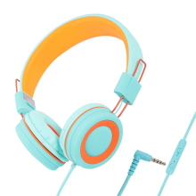 Kopfhörer Kinderkopfhörer Headset Kabelgebunden Buntes Laptop-Tablet-Telefon Zum Lernen Von Online-Klassenkopfhörern,Orange+Grün