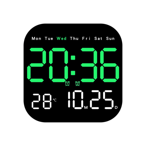 LED electronic clock Digital Wall Clocks Temperature Date Week Dispaly Electronic Table Clock 12/24H Wall-Mounted LED Alarm Clock Remote,E 1