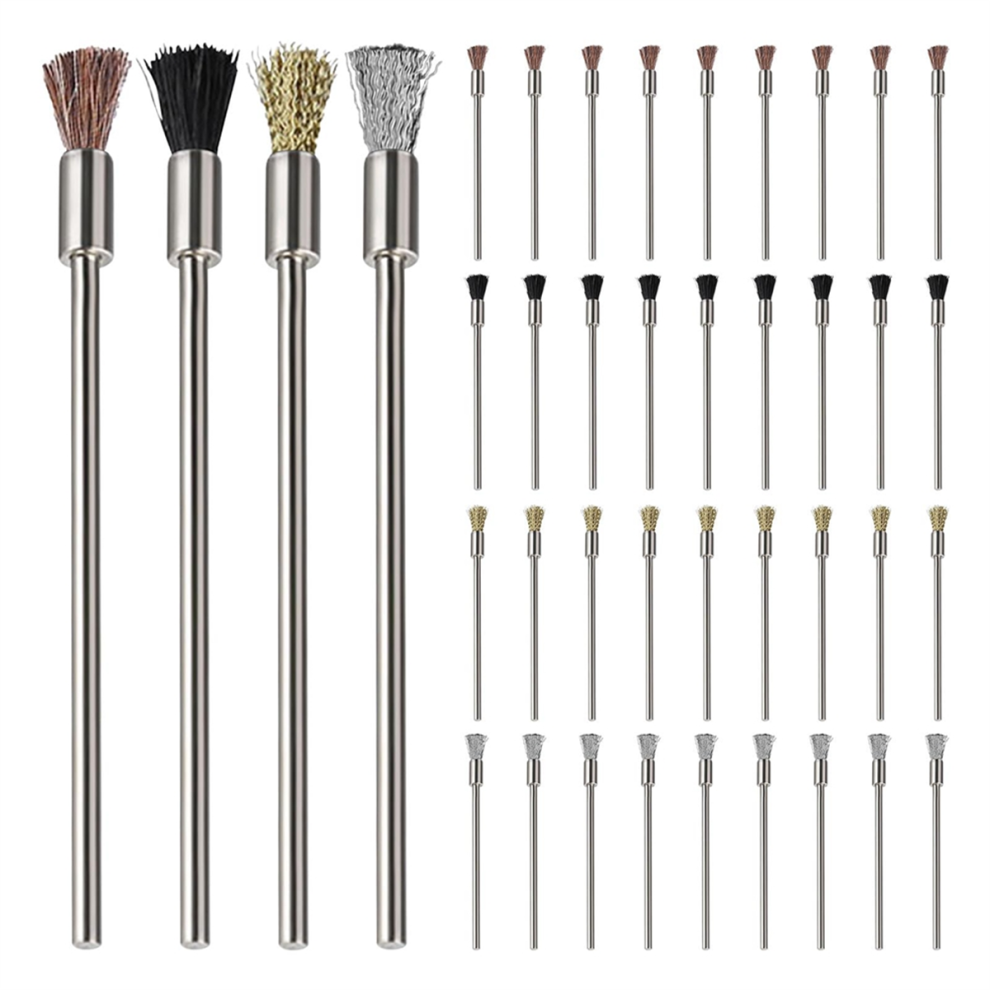 Wire Brush 40 Pieces Extended Wire Brush For Cleaning, Steel Wire Cleaning End Brushes Rust Pen 3Mm Mandrel Rust Paint Removal 4852384799843