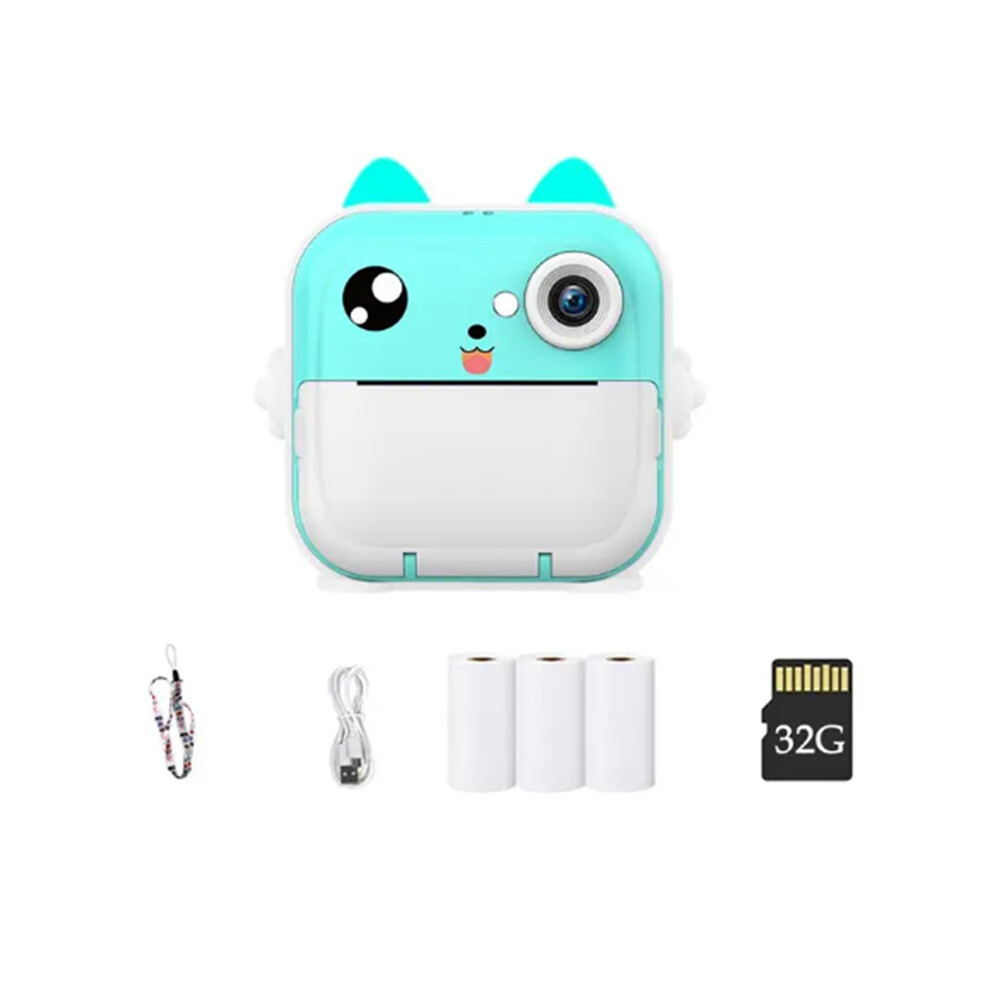 Digital Photo Camera  Kids Photo Camera 2.4Inch IPS Screen Child Camera Instant Print Video Recording Take Pictures Birthday Gift Blue (A)