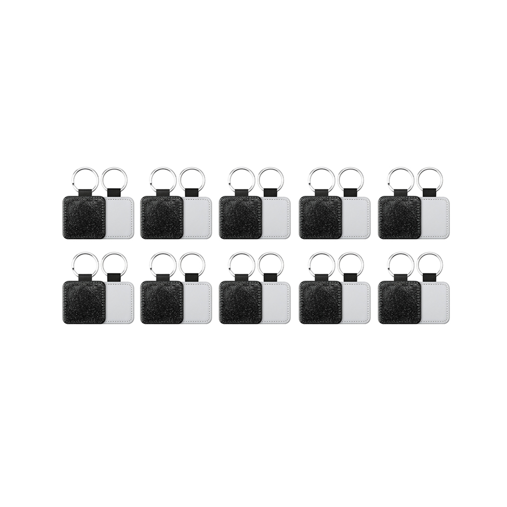 Typecat Keychain 20Pack Sublimation Blanks Keychain Glitter Pu Leather Keychain Heat Transfer Keyring Sublimation Blank Square Black