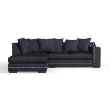 (Left Hand Corner, Charcoal Grey) Robin Studed Corner Sofa Seal Grey / Charcoal Grey
