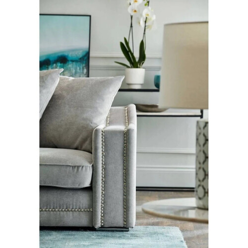 Snugg Furniture (Right Hand Corner, Seal Grey) Robin Studed Corner Sofa Seal Grey / Charcoal Grey 2