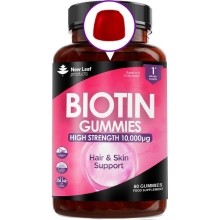Biotin Gummies Hair Skin & Nail Beauty 10000mcg - Vegan Chewable Vitamins Growth