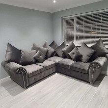 Raven Plush 2 Corner sofa Grey-Button Arms